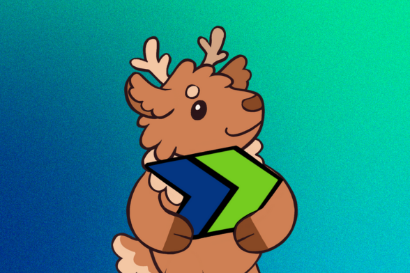 CAIRIBU mascot holding CAIRIBU logo